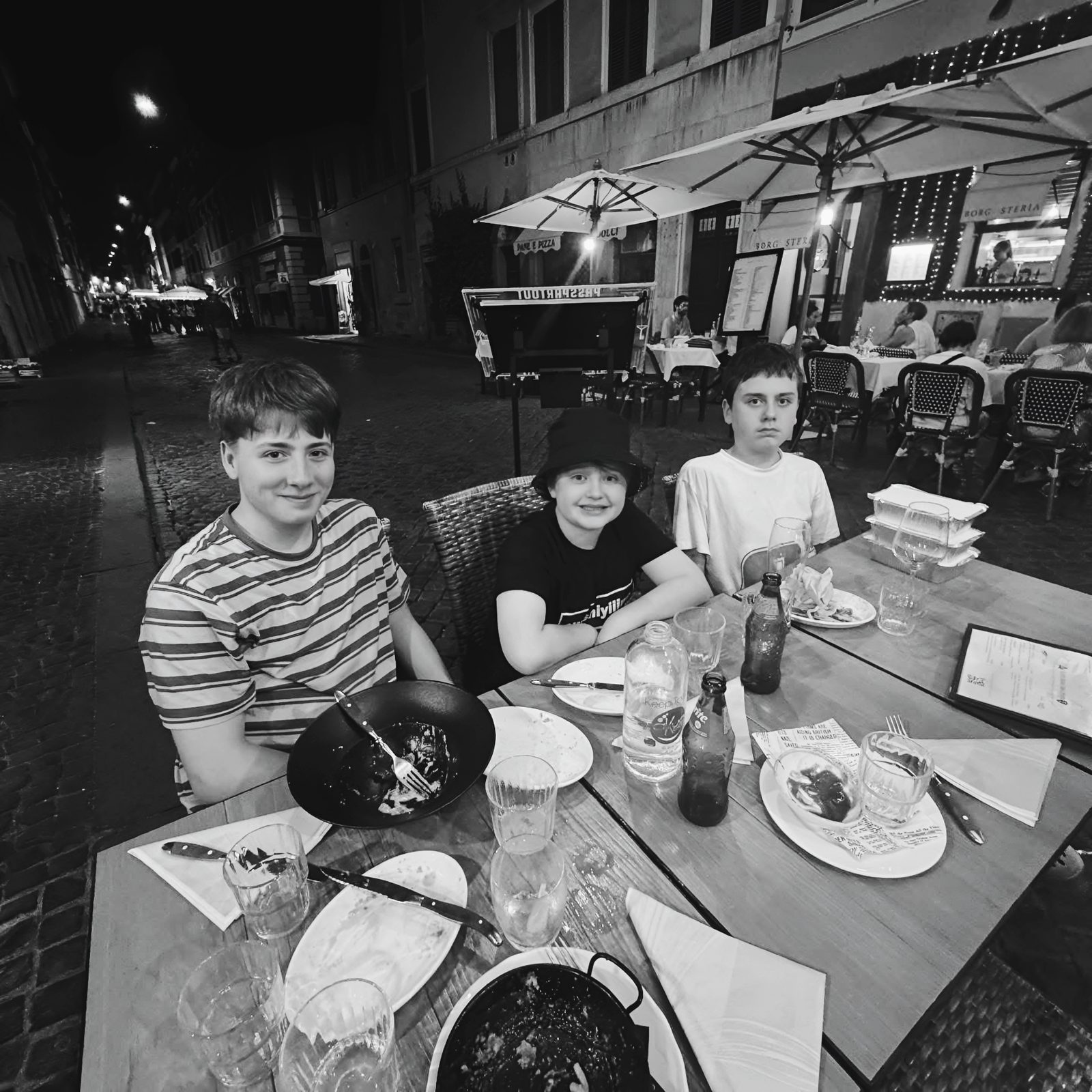 The three of you, Rome at night